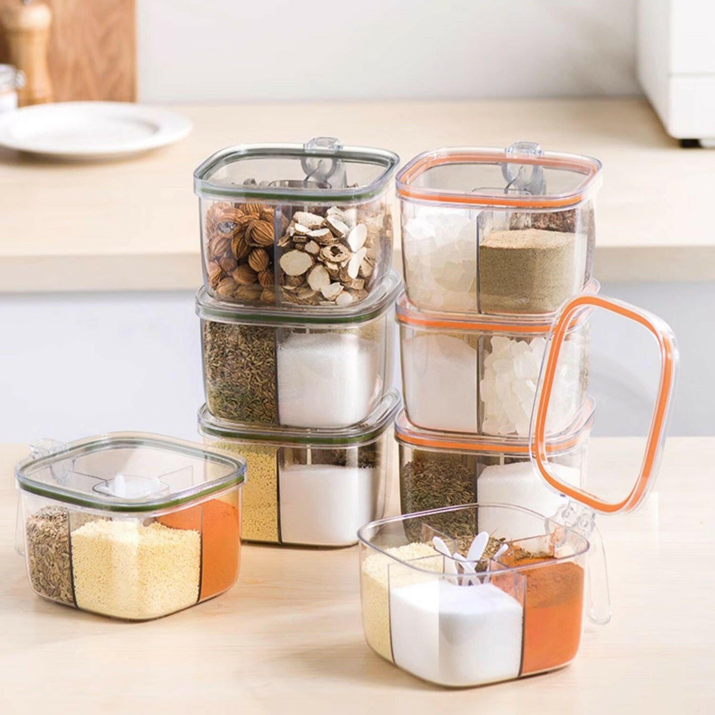 KITCH AT EASE™ Four-Compartment Kitchen Seasoning Jar