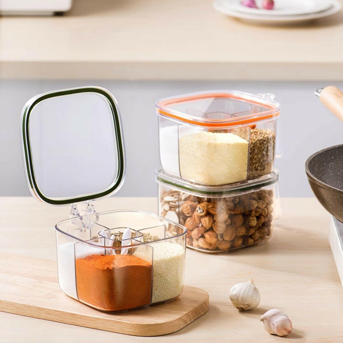 KITCH AT EASE™ Four-Compartment Kitchen Seasoning Jar