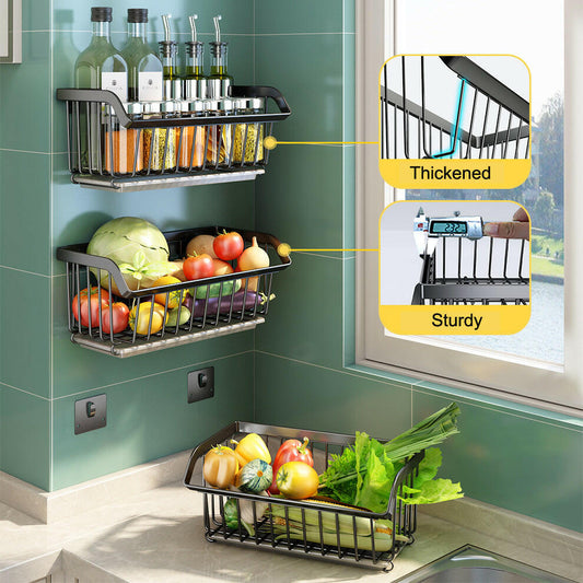 KITCH AT EASE™ Stainless Steel Wall Mounting Kitchen Fruit and Vegetable Basket