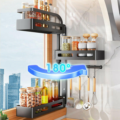 KITCH AT EASE™ Wall Mounting All-In-One Kitchen Multi-Tier Rotating Organizer