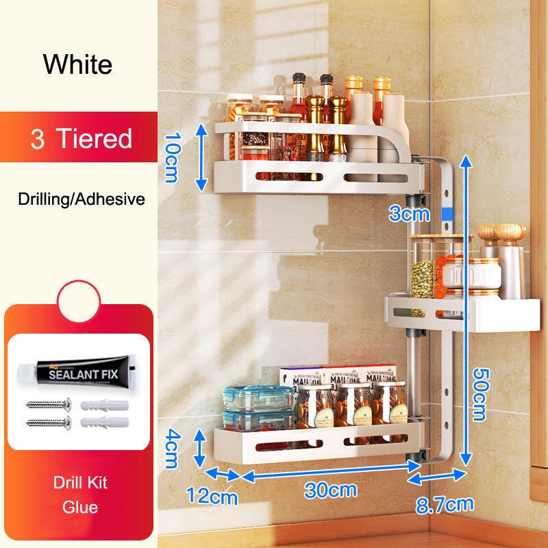 KITCH AT EASE™ Wall Mounting All-In-One Kitchen Multi-Tier Rotating Organizer