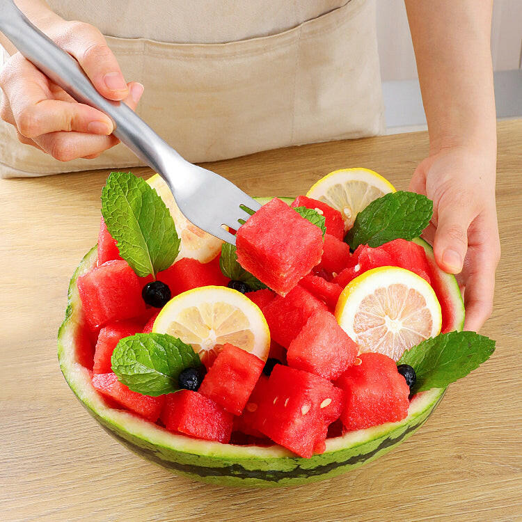 KITCH AT EASE™ Stainless Steel Watermelon Cutting Double-Head Knife and Fork