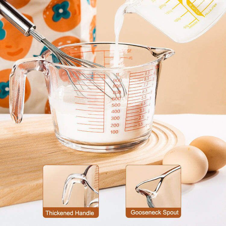 KITCH AT EASE™ 1000ML Thickened Glass Measuring Cup with Filter